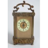 A 19th Century Brass Carriage Clock, 15.5cm high. Running with key