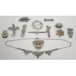 A Selection of Paste Jewellery including Deco style clip