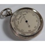 A Victorian Silver Cased Pocket Barometer, London 1900, J.S&S. Working