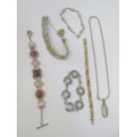 A Selection of Silver Jewellery including a gate link bracelet, 114.5g