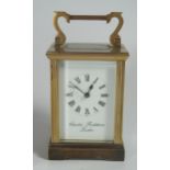A Charles Frodsham Gilt Brass Carriage Clock, 15cm. Running with key