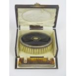 A Cased George V Silver and Tortoiseshell Mounted Brush and Comb, Birmingham 1927, F G Rose