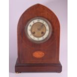 An Edwardian Mahogany and Inlaid Mantle Clock, 31.5cm