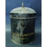 A 19th century Tin Wig Box with name in gilt