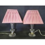 A Pair of Cut Glass Table Lamps, c. 33cm high