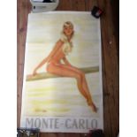 Two Large 1950's Monte Carlo Poster by Jean Domergue (99x63cm) and two motor racing