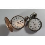 A .935 Silver Cased Open Dial Pocket watch and Elgin gold plated pocket watch. Both A/F