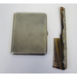 A George VI Silver Cigarette Case with engine turned decoration (Birmingham 1937, J.H.W.) and