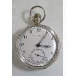 A John Dyson and Sons of Leeds Silver Cased Open Dial Keyless Pocket watch, Birmingham 1926. Running
