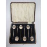 A Cased Set of George V Silver Coffee Bean Finial Spoons, Birmingham 1927, William Suckling Ltd.,