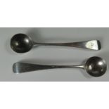 A Large Pair of George III Silver Crested Salt Spoons, 10cm, London 1813, maker rubbed, 17.2g