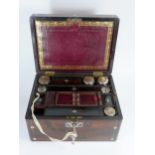 A Victorian Rosewood and Mother of Pearl Inlaid Travelling Box
