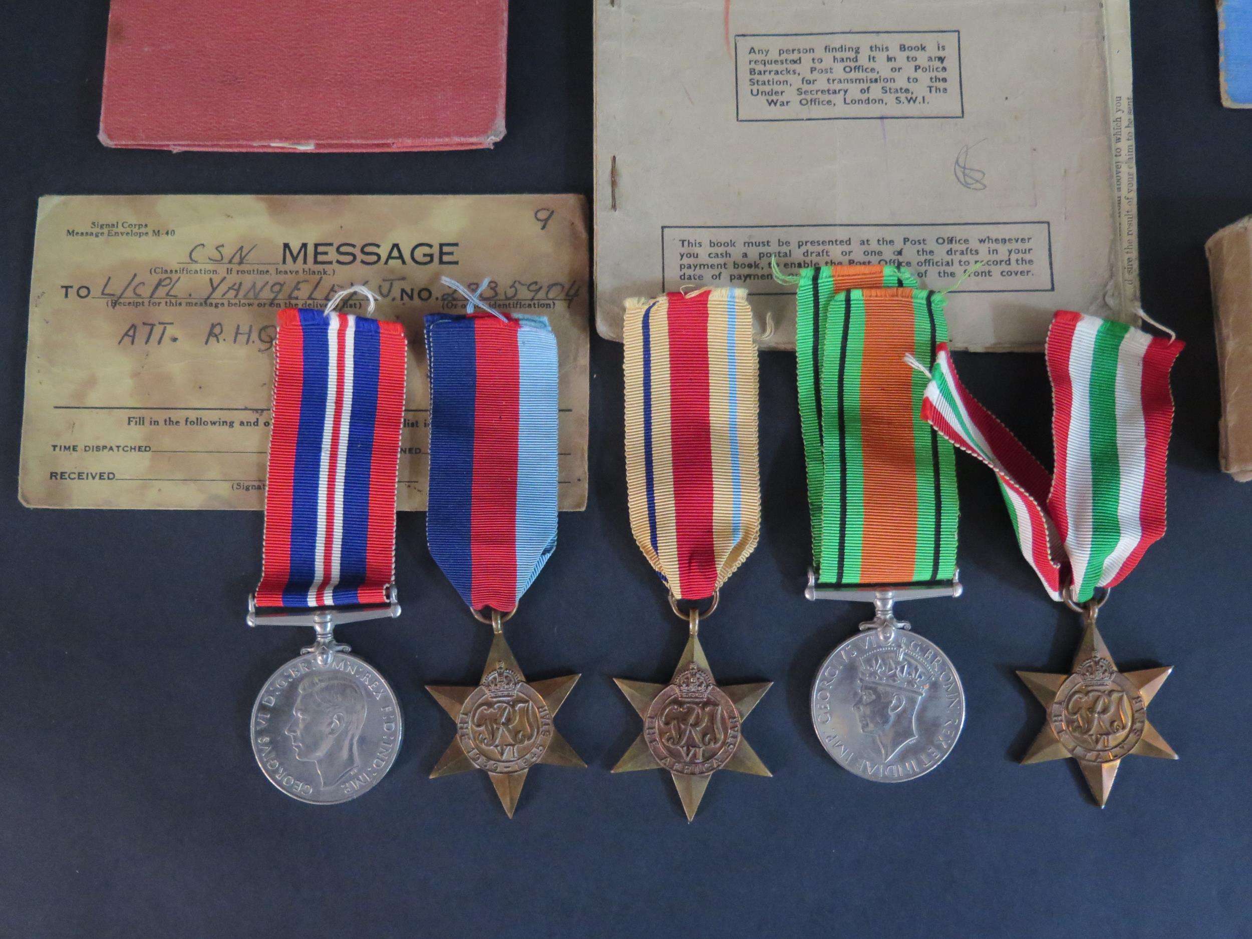 A WWII Five Medal Group including War Medal, Defence Medal, 1939-45 Star, Africa Star and Italy Star - Image 2 of 3