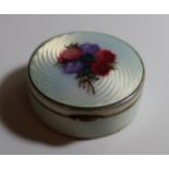 An Austrian .935 Sterling Silver and Floral Guilloché Enamel Patch Pot with engine turned base,