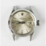 A Ladies ROLEX Oyster Perpetual Date Ref: 6516 Automatic Steel Cased Wristwatch, case no. 635155,