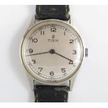 A ROLEX TUDOR Bubble Back Stainless Steel Wristwatch, the 34mm case back no. 691187 818, with manual