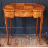 A 19th Century French Dressing Table with hinged mirror top, slide and three frieze drawers, 74(w) x