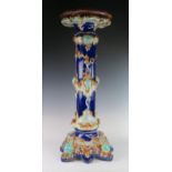 A Large 19th Century Majolica Jardinière Pedestal, indistinct impressed mark to base, 87 cm tall