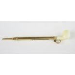 A Gold and Ivory Telescopic 'Smoker's Pipe' Fob Pencil, designed by Samson Mordan, double arrow