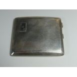 A George V Silver Cigarette Case with engine turned decoration and contemporary initials, Birmingham