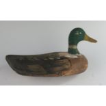 A 19th Century Carved and Painted Treen Mallard Decoy Duck, 27 cm