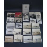 A WWII German Passbook Sleeve containing a postcard of Adolf Hitler Kriegsmarine photographs of