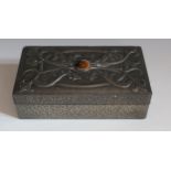 An Art Nouveau Style Pewter Mounted Box decorated with stylised scrolling foliage and mounted with a