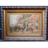 A Victorian Cottage Scene, indistinct signature and date 1893?, watercolour, framed & glazed, 68 x