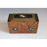 A 19th Century Italian Pietra Dura Church Collection Box, the olive wood case with brass mounts