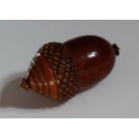 A Large Georgian Treen Coquilla Nut 'Acorn' Nutmeg Grater, c.1800, 8cm long