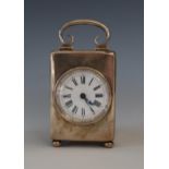 An Edward VII Silver Cased Clock with enamel dial and French clockwork movement, London 1905,