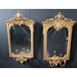 A Near Pair of Georgian Gilt Gesso Framed Girandole Mirrors, 128 x 71 cm