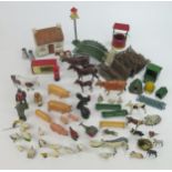 A Collection of Britains, FGT & Sons and Similar Lead Farm Animals, Farm House, Fences etc.