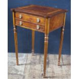 A Reproduction Burr Walnut, Mahogany Crossbanded and Strung Two Drawer Side table, 53(w) x 43(d) x