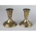 A Pair of National Silver Company Sterling Silver Loaded Candlesticks, 9.5cm high