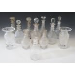 A Collection of George III and later cut glass decanters and pair of vases