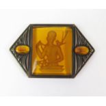 An Art Deco Reverse Cut Glass Figural Panel, 78 x 50mm