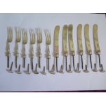 A Victorian Set of Six Knife and Fork Parts, 457g gross.