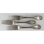 Three William IV Scottish Silver Forks, Glasgow 1836, Alexander Mitchell, 21.5cm, 299g