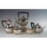 A Sterling Silver Five part Tea Set with gadrooned decoration, 2659g
