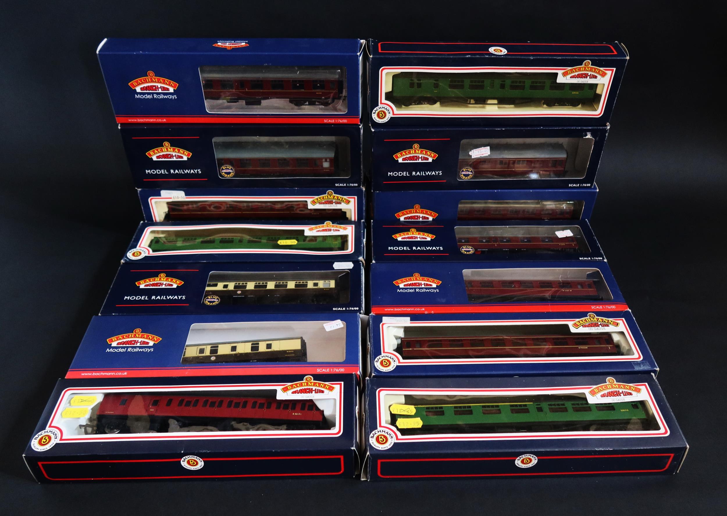 Fourteen Bachmann OO Gauge Passenger Coaches Boxed