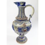 A Large Antique German Westerwald Salt Glazed Ewer, 43cm high