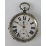 A Silver Cased Open Dial Key Wound Fob Watch, dial signed The Veracity Masters Ltd. Rye, the inner