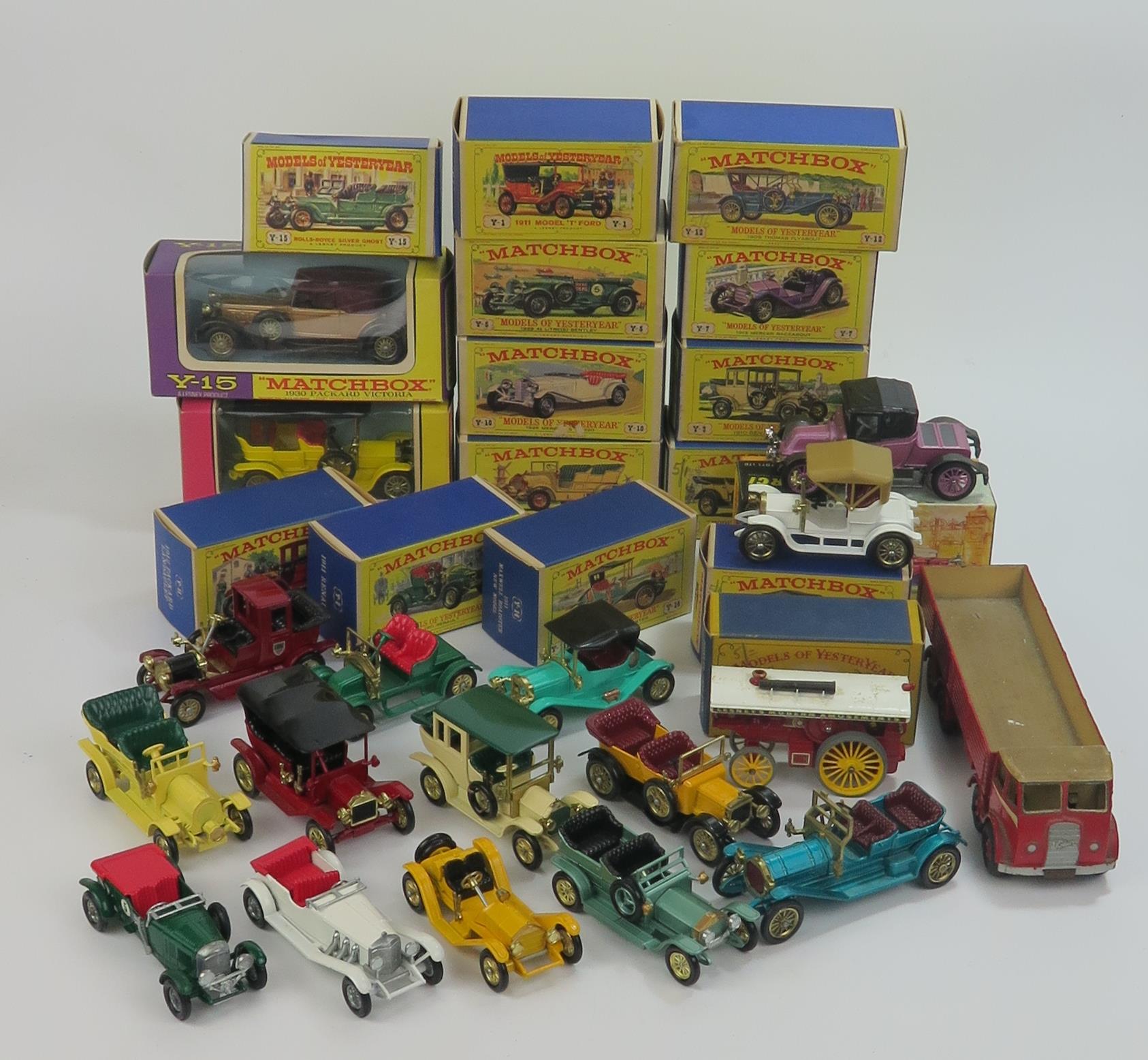 Sixteen Matchbox Models of Yesteryear, mid to late 60's, an early Corgi Classics and repainted Dinky