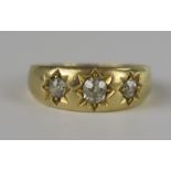 A Victorian 18ct Gold and Diamond Gypsy Ring, cetral stone c. 4 x 3.6mm, London 1896, size N.5, 4.3g