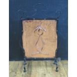 An Art Nouveau Copper and Wrought Iron Fire Screen (51(w) x 81(h) cm, small copper top wine table