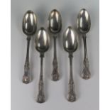 A Matched Set of Five Victorian Silver Serving Spoons _ three London 1875 Chawner & Co. and two