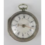 A George III Silver Pair Cased Pocket Watch, chain driven fusee verge movement signed Simon Reynolds