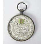 A Silver Wynne's Infallible Exposure Meter Fob, Chester 1911, 40mm diam.