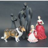 A Collection of Royal Doulton Figurines and rough collie